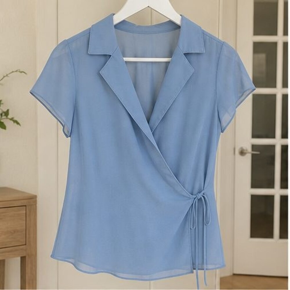 Blue Wrap Blouse